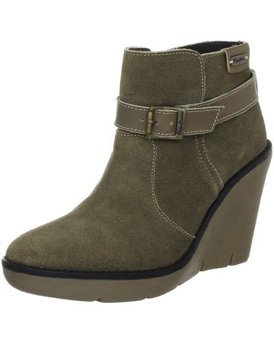 Pepe Jeans Greenford Taupe Wedges Boots Pfs10659 5 Uk