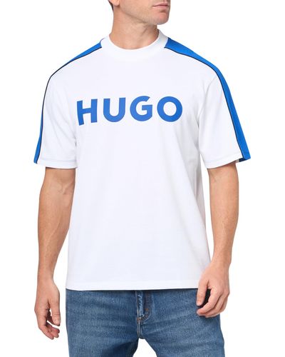 HUGO Contrast Big Logo Cotton T-shirt - Blue