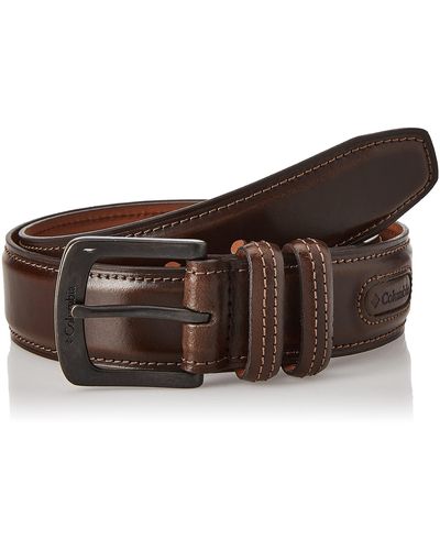 Columbia Big And Tall Classic Logo Belt-casual Dress With Single Prong Buckle For Jeans Khakis - Brown
