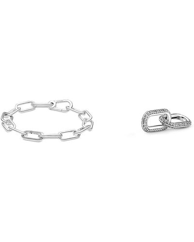 PANDORA ME Link Chain Armband 23cm aus Sterling-Silber & ME Styling Pavé Doppel-Link aus Sterling Silber; nur kompatibel Me Armbändern; - Mettallic
