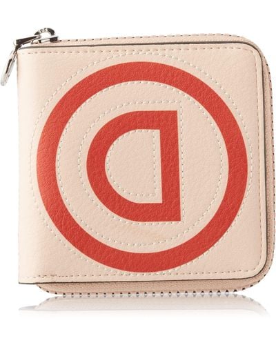 Desigual Petit portefeuille carré zippé ethnique femme en simili cuir noir et beige (20sayp34) taille 10 cm - Rouge