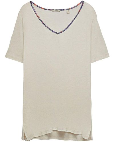 Esprit T-shirt Curvy orné d'un passepoil à fleurs - Neutre