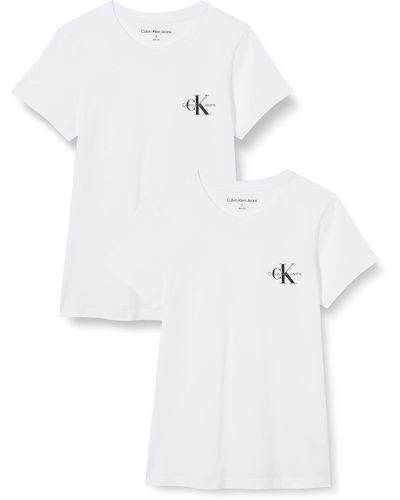 Calvin Klein Short-sleeve T-shirt Monologo Slim Crew Neck Pack Of 2 - White