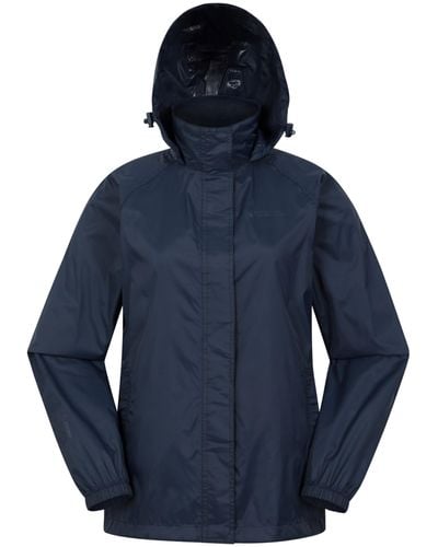 Mountain Warehouse Veste Pakka pour femmes - Imperméable, veste décontractée pliable, respirante, légère, manteau confortable - Bleu