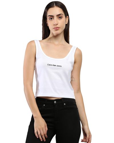 Calvin Klein Institutional Strappy Top J20j221064 Other Knit - White