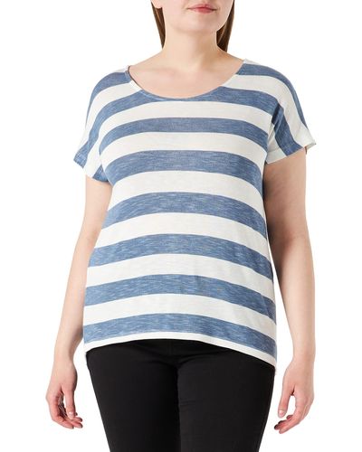 Vero Moda Female Striped Top With Short Sleeves - Blue