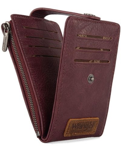 Wrangler Portafoglio porta carte per le donne portafogli sottili con cerniera portamonete - Viola