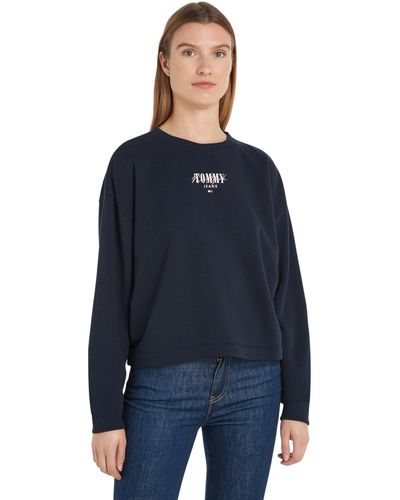 Tommy Hilfiger Sweatshirt Essential Logo ohne Kapuze - Blau
