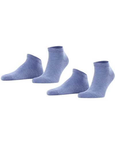 FALKE Sneaker Happy 2-Pack Baumwolle schwarz weiß viele weitere Farben verstärkte sneaker ohne Motiv atmungsaktiv dünn - Blau