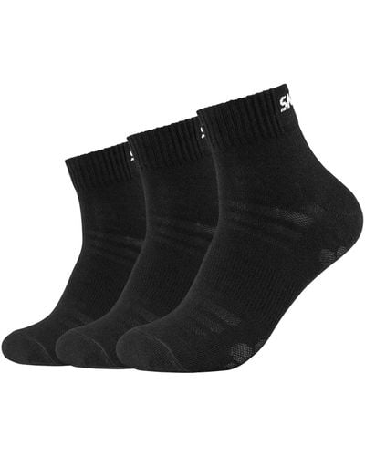 Skechers 3 Pair Quarter Socks Sk42017 - Black