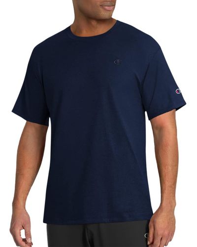 Champion , Cotton Crewneck T-shirt, Comfortable Tee - Blue