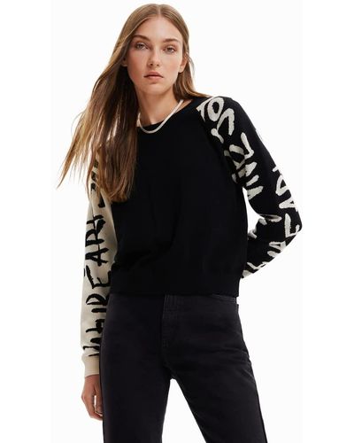 Desigual Offwhite Jers_Noor 1021 Off White Jersey - Negro