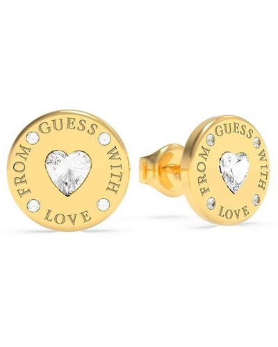 Guess Oorbellen Met Liefde Van Ube70037 Roestvrij Staal Vergulde Munt Swarovski Hart - Geel