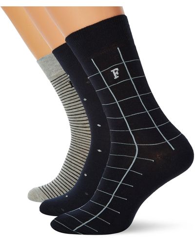 French Connection 3 Pack Waterfall Socks - Black