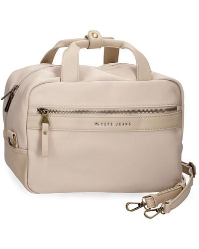 Pepe Jeans Morgan Adaptable Toiletry Bag With Shoulder Bag Beige 31x21x15cm Polyester And Pu By Joumma Bags - Metallic