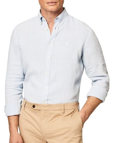 Hackett Garment Dyed Linen B Hemd - Weiß