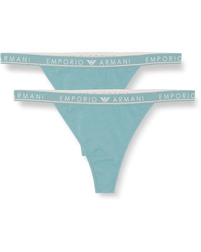 Emporio Armani 2-pack Iconic Logoband T-thong Thong Panties - Blau