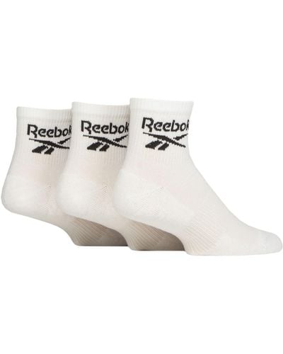 Reebok Unisex 'core' Ankle Socks - Mens & Ladies, Cotton, Cushioned, Plain With Logo, 3 Pair Multipack Uk Size Range 2.5-12.5 - White