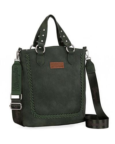 Wrangler Crossbody Bags For Tote Bag Fashion Satchel Handbags With Convertible Strap And Rivet Disign - Green