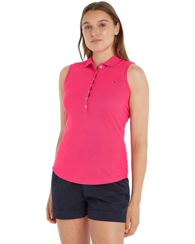 Tommy Hilfiger Polo Shirt Sleeveless Stretch - Pink
