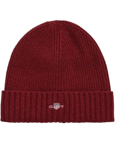 GANT Shield Wool Beanie Hat - Red