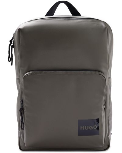 HUGO Coated-fabric Backpack With Logo Patch - Black