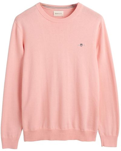 GANT Classic Cotton C-Neck Pullover - Pink