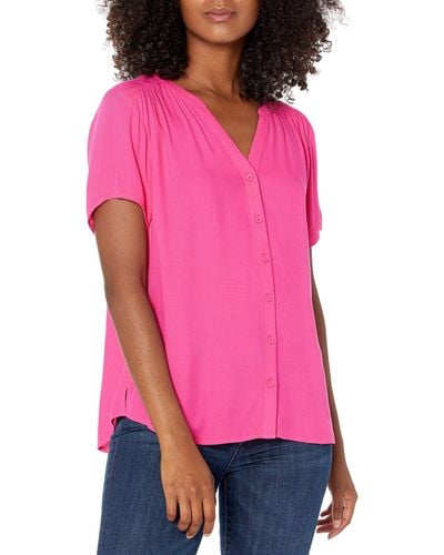 Amazon Essentials Short-sleeve Woven Blouse - Pink
