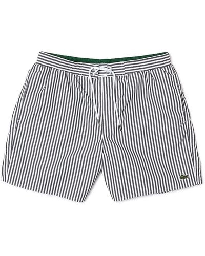 Lacoste Striped Swim Shorts - Grey