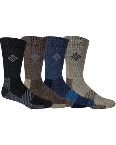 Columbia 4 Pack Big & Tall Moisture Control Crew Socks | Black/brown/navy/khaki | S 13-15 - Blue