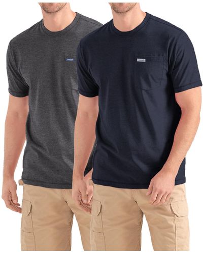 Wrangler Shirts For - 2 Pack Cotton Tee With Chest - Blue
