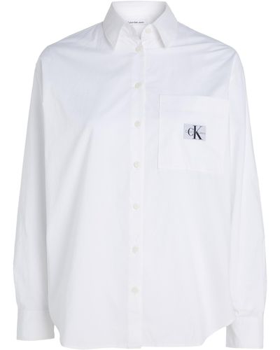 Calvin Klein Hemd Woven Label Relaxed Shirt Langarm - Weiß