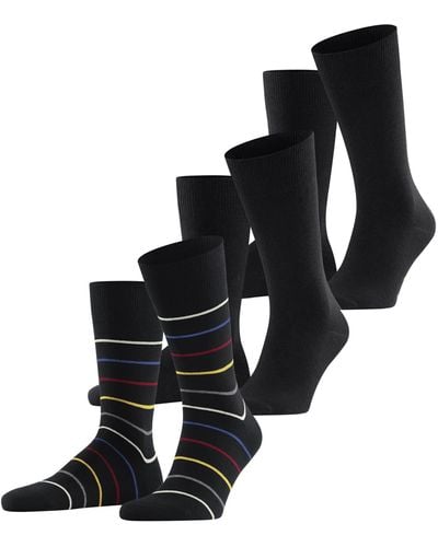 Esprit Multi Stripe 3-pack Sokken Duurzaam Biologisch Katoen Kort Patroon 3 Paar - Zwart
