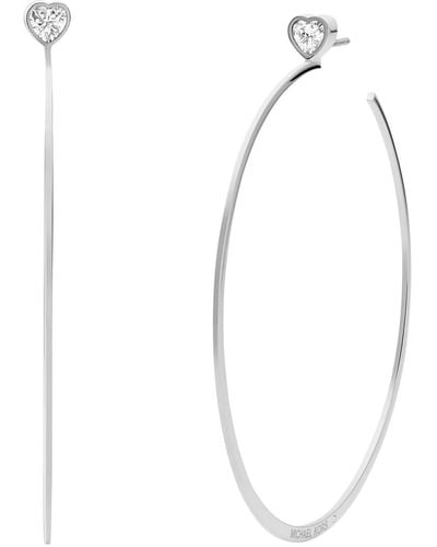 Michael Kors Stainless Steel And Cubic Zirconia Hoop Earrings For - White