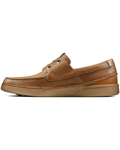 Clarks Oakland Sun Leather Shoes In Tan Standard Fit Size 7 - Brown