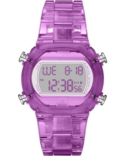 adidas Nylon Candy Digital Grey Dial Watch #adh6506 - Purple