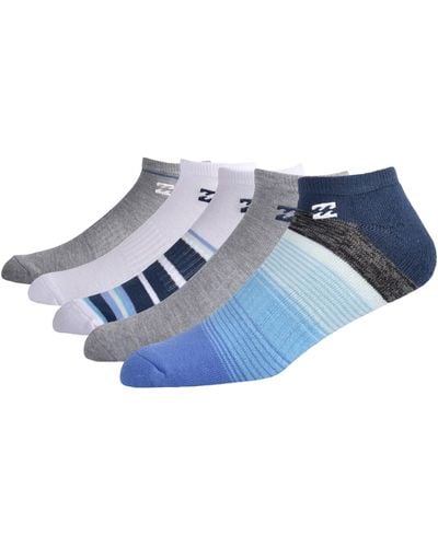 Billabong 5-pack Half Cushioned Striped Low Cut Socks - Blue