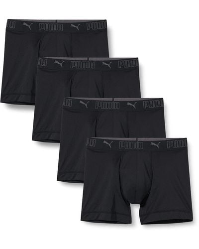 PUMA Sport Microfibre Boxer Shorts 4 Pairs Amazon - Black