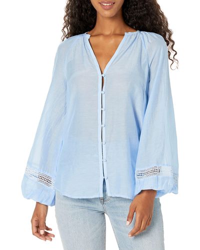 Guess Long Sleeve Ryan Voile Top - Blue