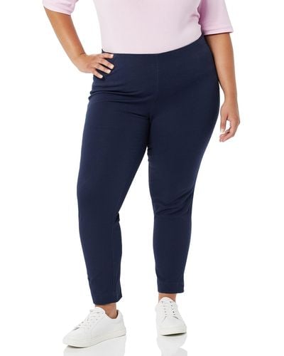 Amazon Essentials Pantalones tobillero con Cierre Lateral bielástico y Corte Entallado Mujer - Azul