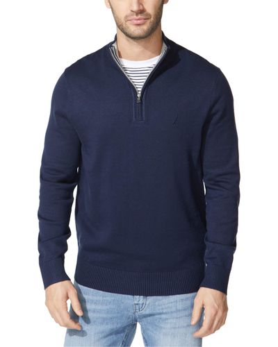 Nautica Felpa da Uomo con Zip Maglione - Blu