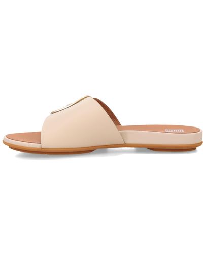 Fitflop Buckle Leather Slides Hm6 - Brown