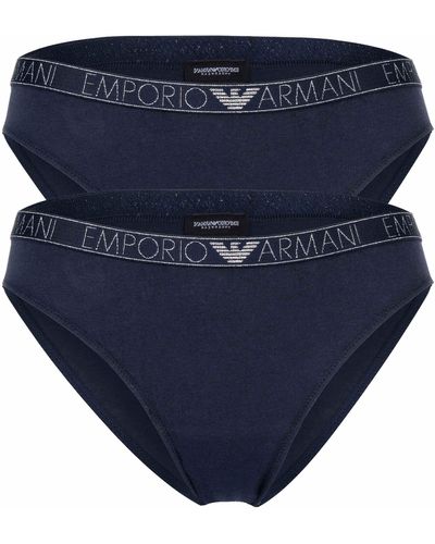 Emporio Armani 2-pack Essential Studs Logo Brazilian Briefs - Blau