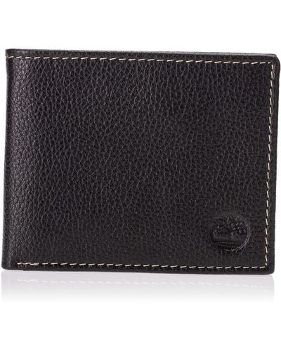 Timberland Leather Wallet With Attached Flip Pocket - Black