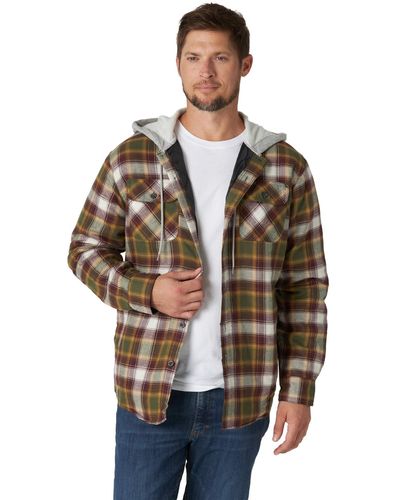 Wrangler Long Sleeve Quilted Lined Flannel Jacket with Hood Button Down Hemd - Mehrfarbig