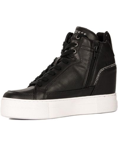 Guess Scarpe Donna Sneaker Alto Giala Con Zeppa Black DS23GU09 FL5ALAELE12 35 - Noir