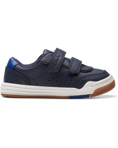 Clarks Urban Solo T Leather Trainers In Navy Extra Wide Fit Size 4 - Blue