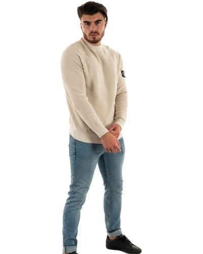 Calvin Klein Jeans Maglioncino Burro da Uomo con Stemma Logo XXL - Neutro