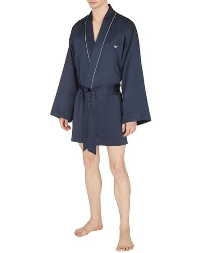 Emporio Armani Satin Deluxe Pyjama Kimono - Blau