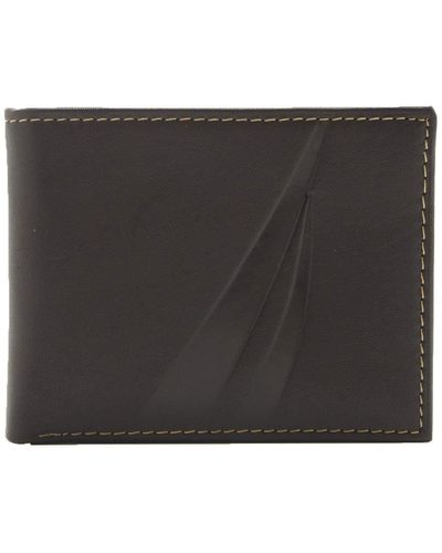Nautica Portafoglio da uomo RFID Data Protection Genuine Leather Bifold Wallet - Nero